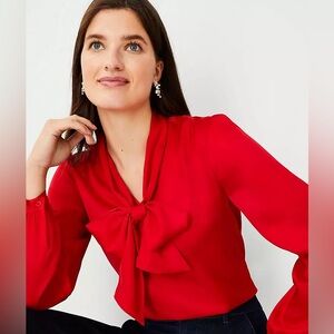 Ann Taylor Tie Neck Blouse, Small
